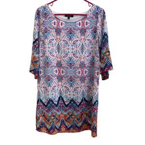BeBop Boho Paisley 3/4 Sleeve Shift Dress Size Small EUC